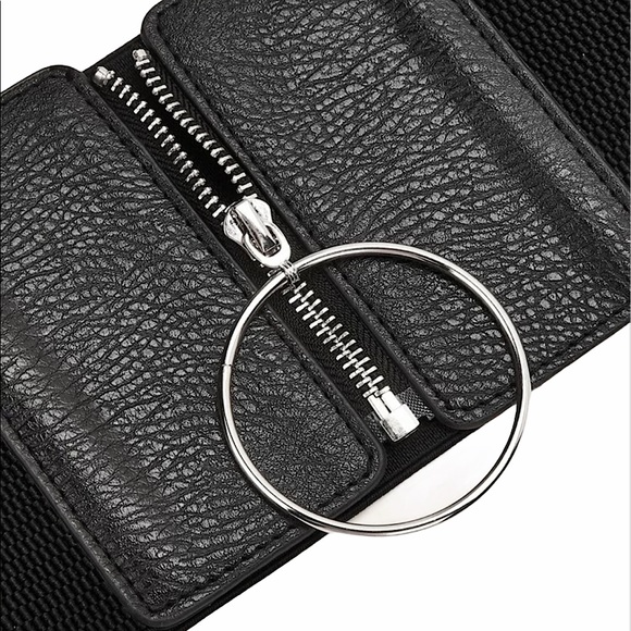 Zipper Pull Black Corset Belt - Picture 3 of 3